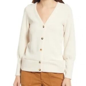 NWT Madewell Women's Cream Ottoman Rib Cardigan Sweater Top Size: XXS
